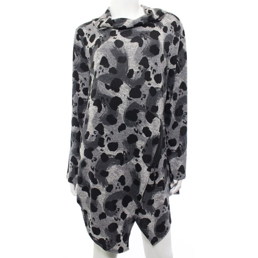 Black and Gray Long Sleeve Relaxed Tunic